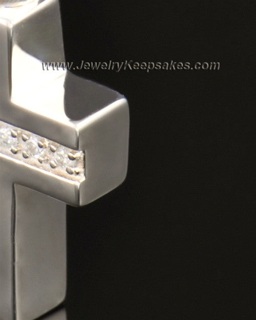 14k White Gold Memorial Jewelry Dazzling Cross Keepsake