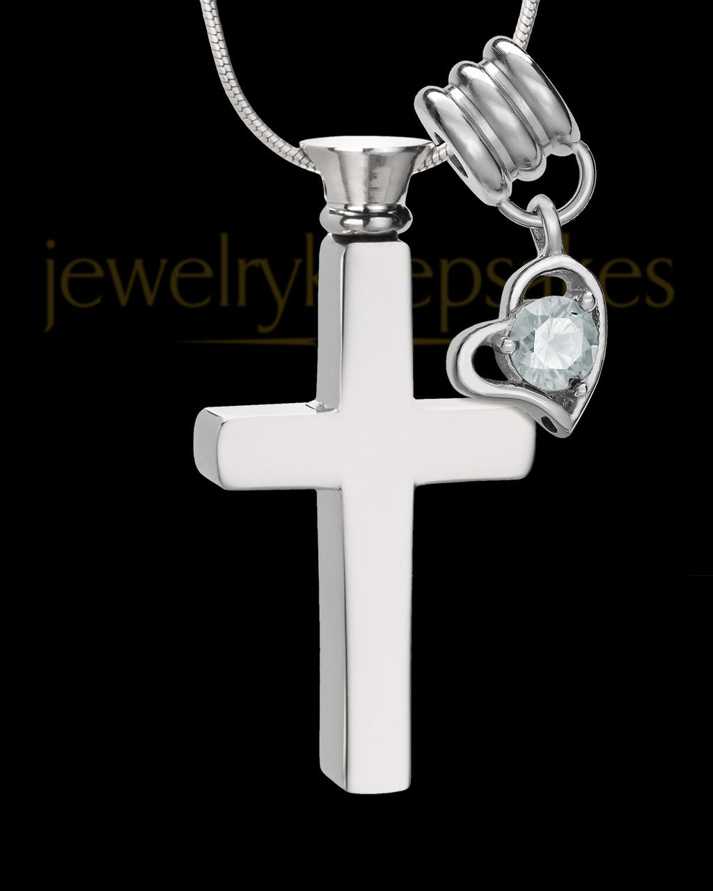 Stainless Cremains Locket April Memorable Cross - Eternity Collection