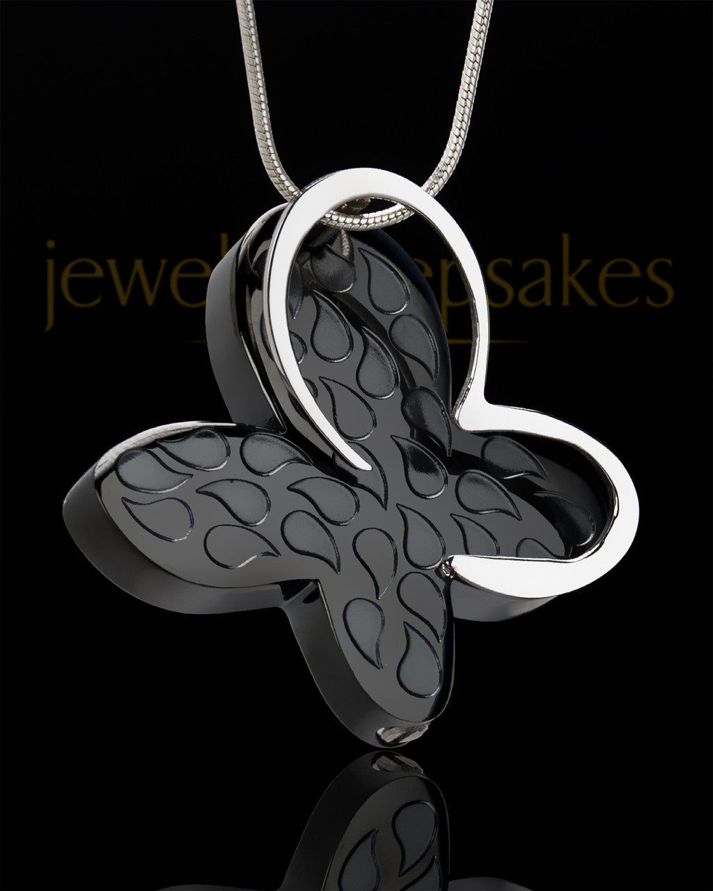 Jazzy Black Plated Butterfly Cremation Keepsake