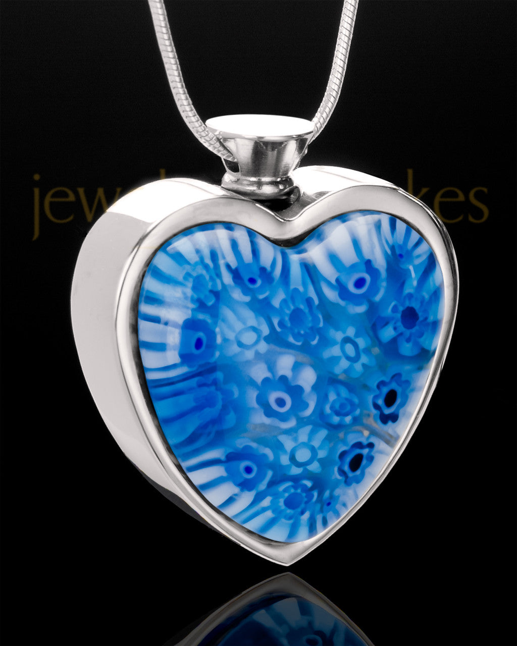 Stainless Steel Cobalt Skies Heart Keepsake Jewelry