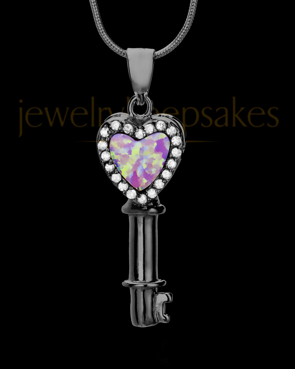 Black Plated Safekeeping Heart Cremation Urn Pendant