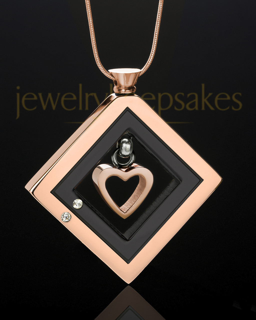 Rose Gold and Black Stainless Splendid Memories Cremation Keepsake