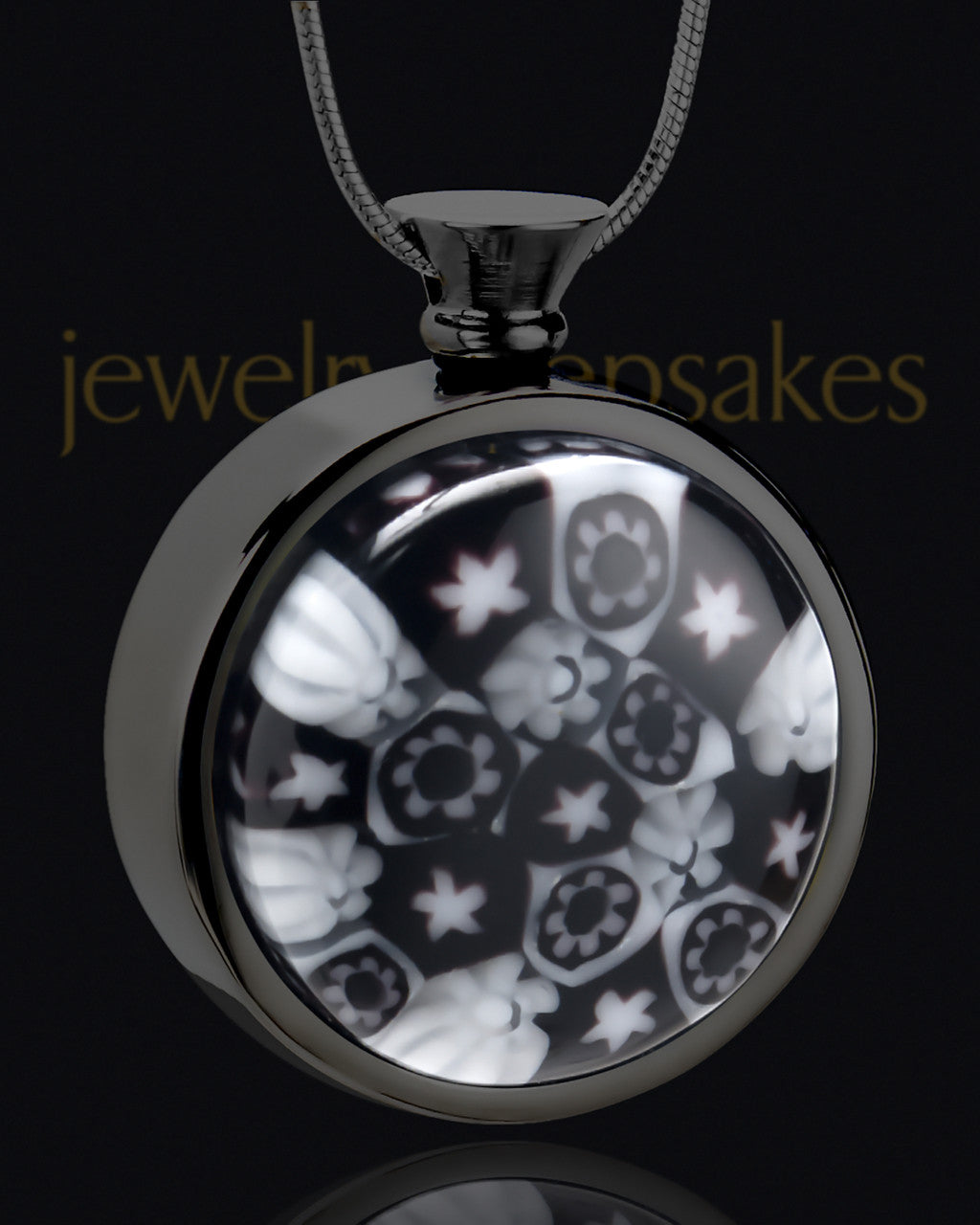 Black Plated Stainless Time Of Healing Round Keepsake Pendant