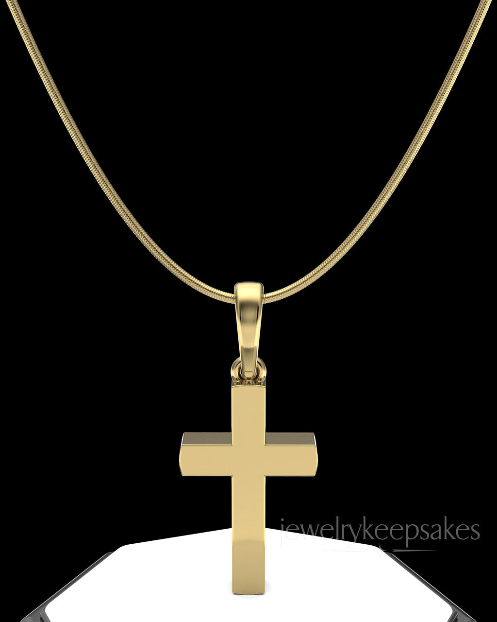 Gold Memorable Cross Permanently Sealed Waterproof Cremation Pendant