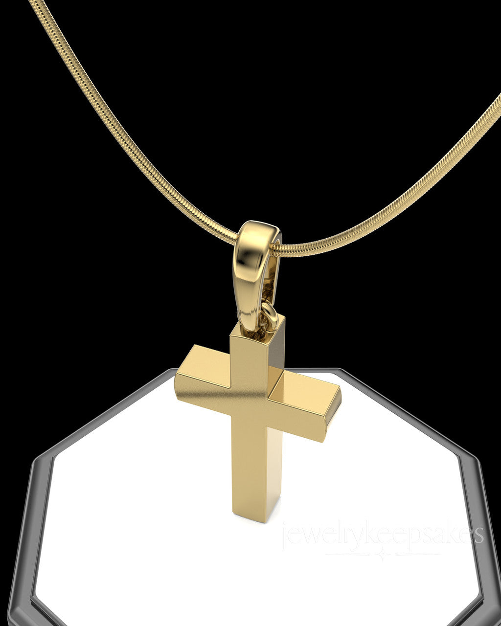 Gold Memorable Cross Permanently Sealed Waterproof Cremation Pendant