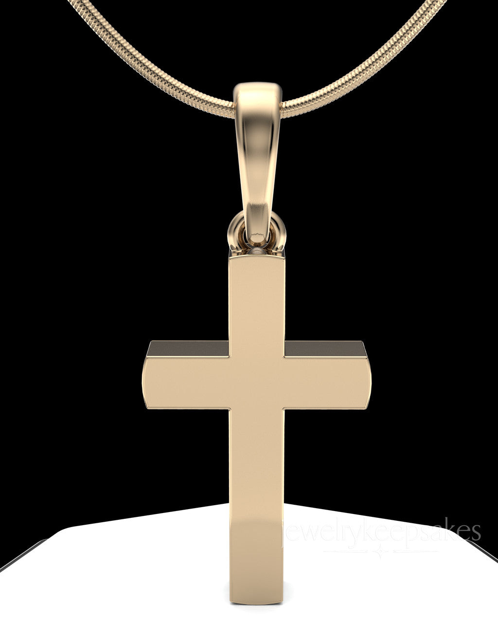 Solid 14K Gold Memorable Cross Permanently Sealed Waterproof Cremation Pendant
