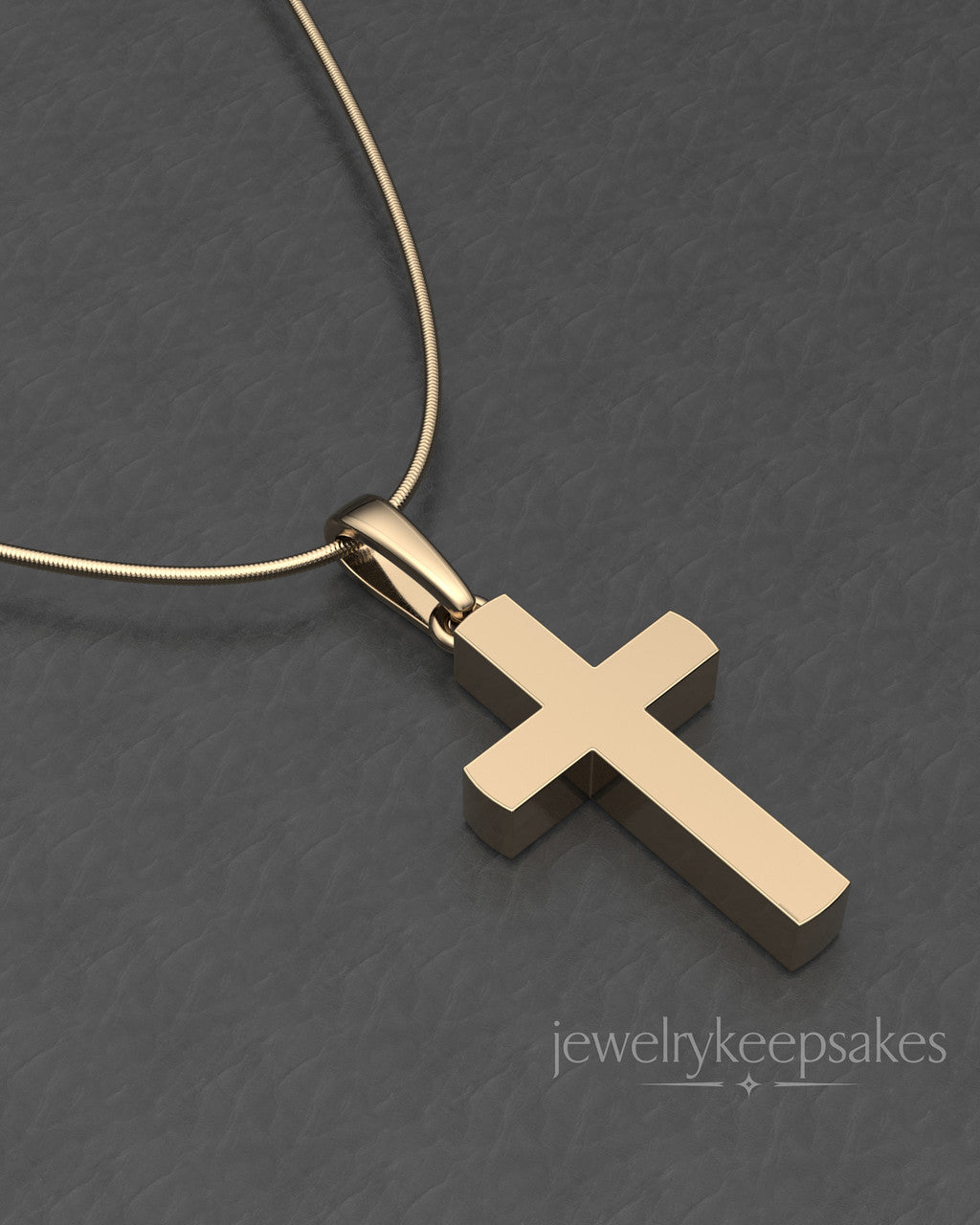 Solid 14K Gold Memorable Cross Permanently Sealed Waterproof Cremation Pendant