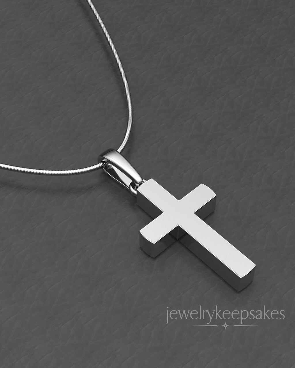 Solid 14K White Gold Memorable Cross Permanently Sealed Waterproof Cremation Pendant