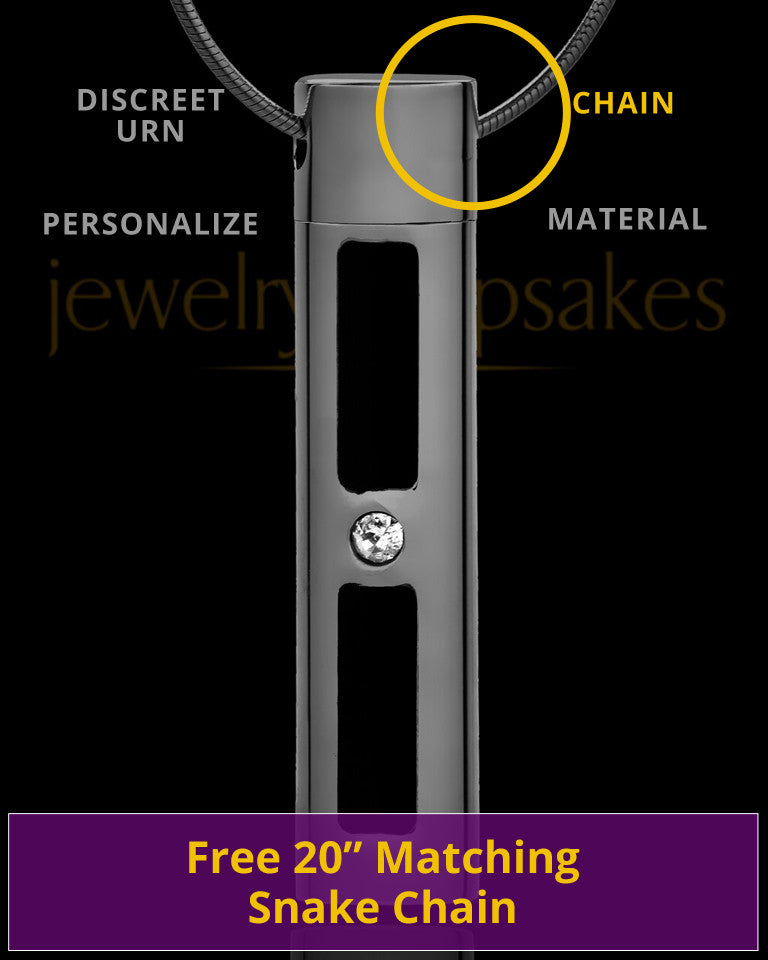 Custom Black Plated Cylinder Urn Necklace for Ashes With Engraving