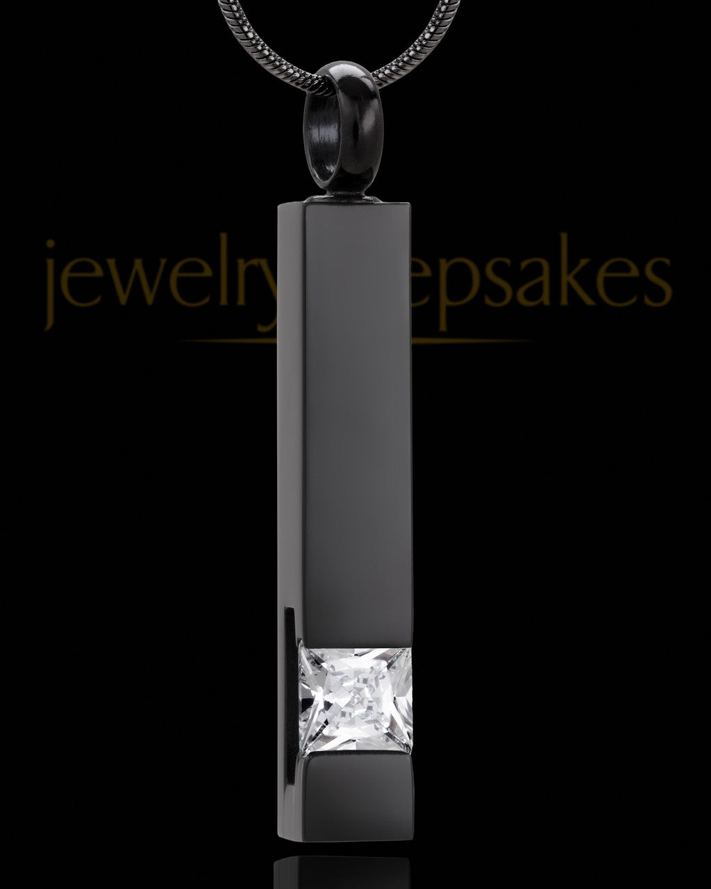 Black Cylinder Urn Necklace For Ashes Stainless Steel