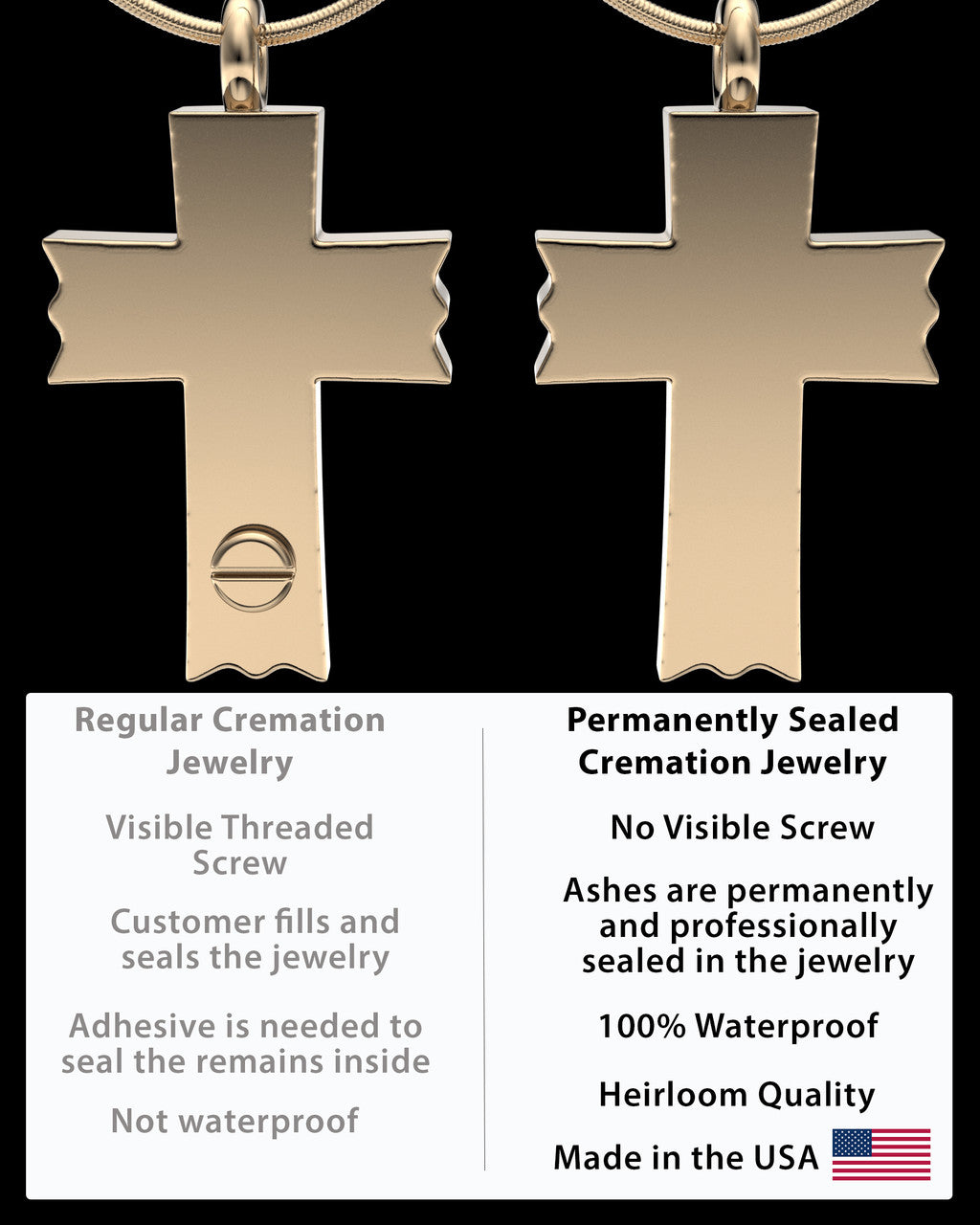 Solid 14k Gold Permanently Sealed Waterproof Jewelry Elysian Cross