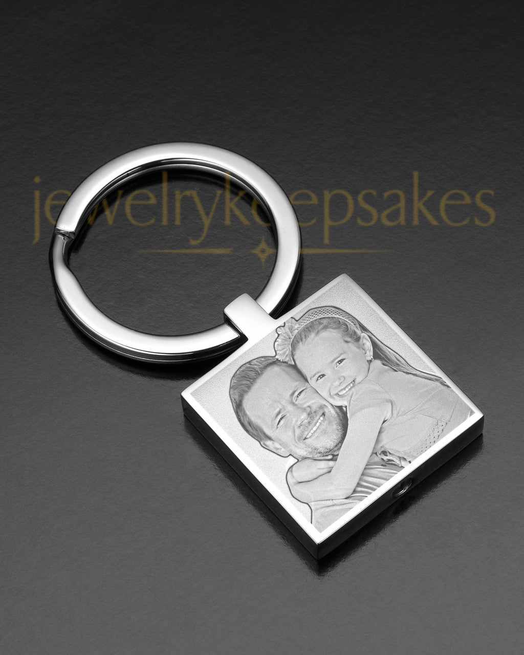 Stainless Square Cremation Photo Engraved Keychain