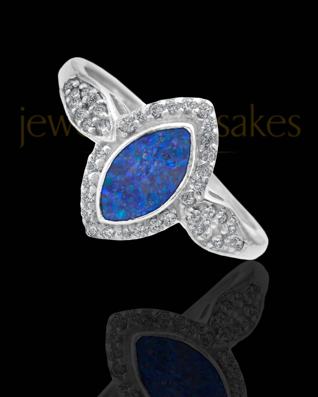 Ladies Prentiss Ocean Tide Opal Silver Ash Ring