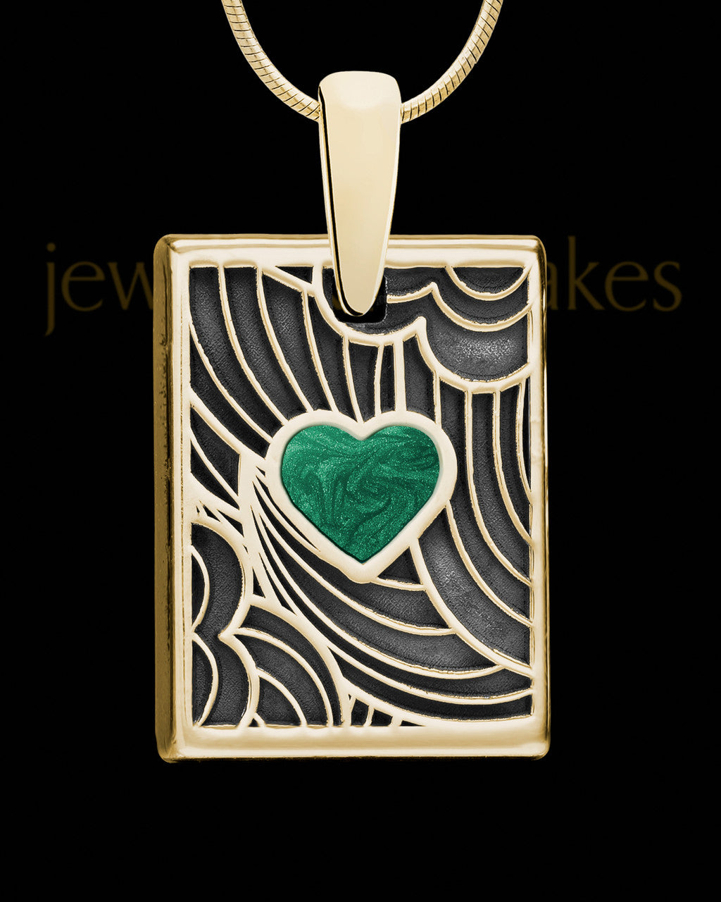 Solid 14K Gold Olive Boxed Heart Ash Jewelry
