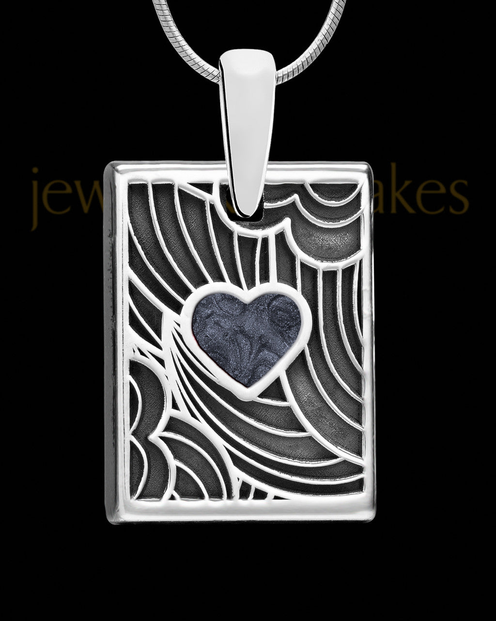 Solid 14K White Gold Graphite Boxed Heart Ash Jewelry