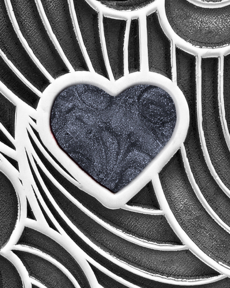 Solid 14K White Gold Graphite Boxed Heart Ash Jewelry
