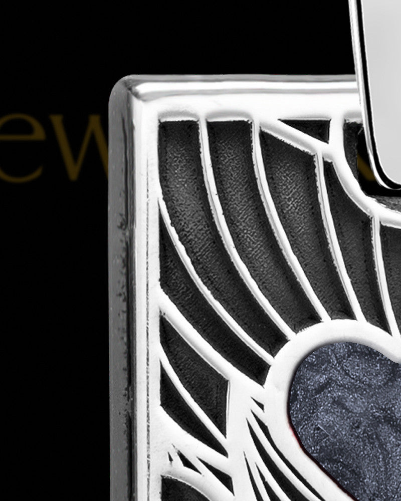 Solid 14K White Gold Graphite Boxed Heart Ash Jewelry