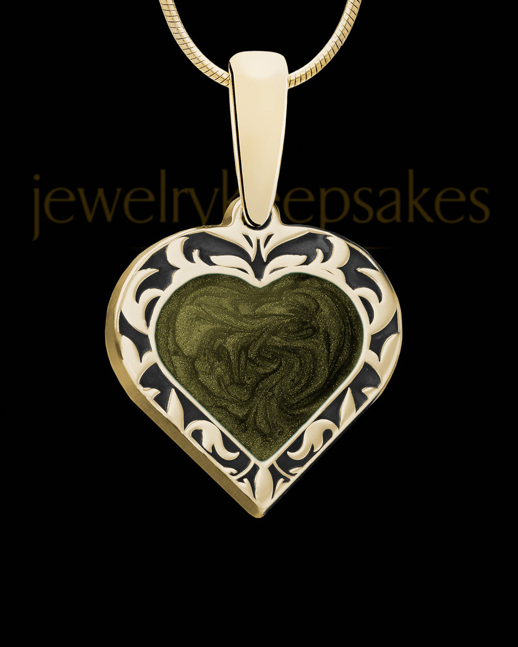 Burning Heart Gold with Spruce Ash Jewelry