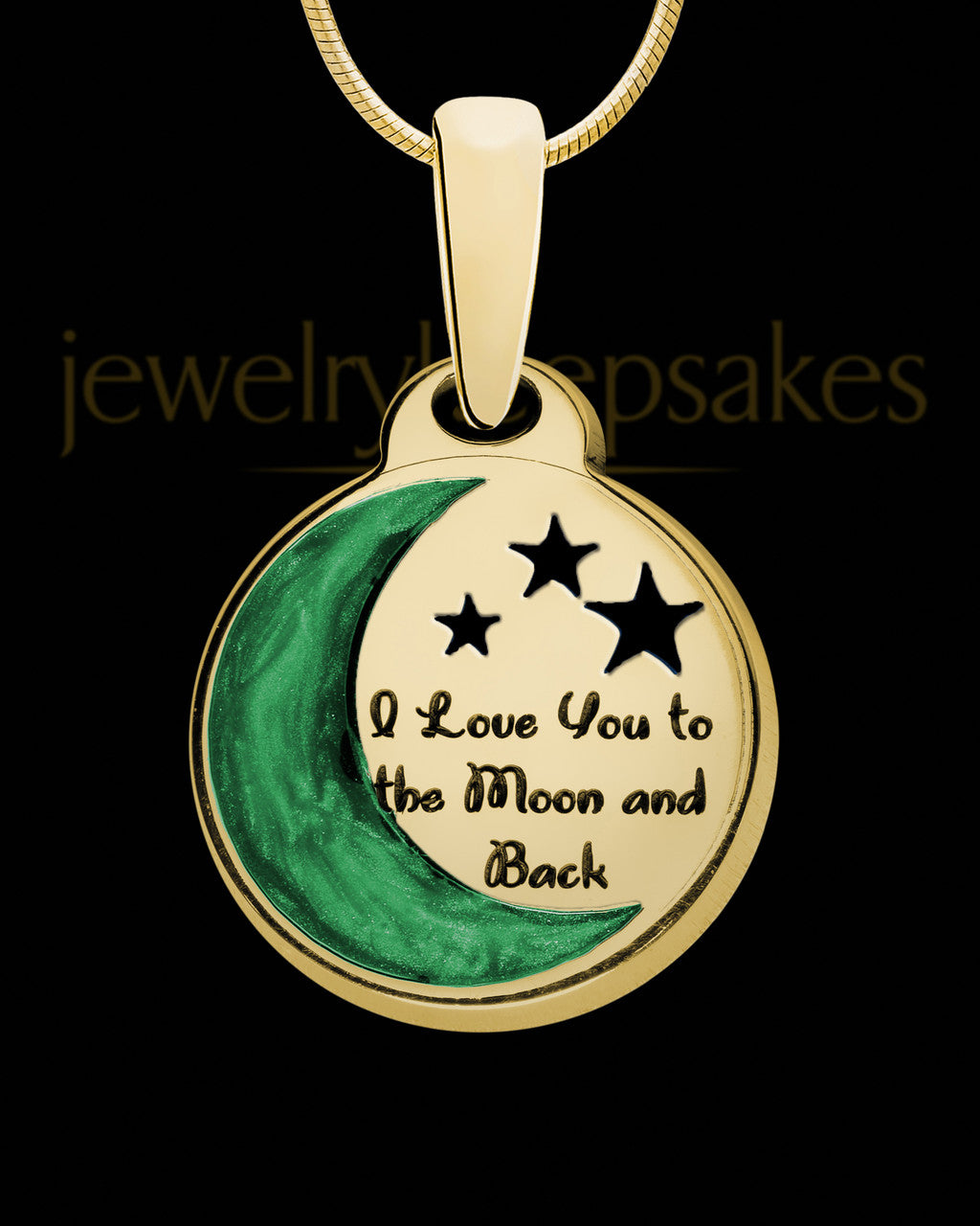 Moon and Back Gold Plated with Olive Ash Jewelry