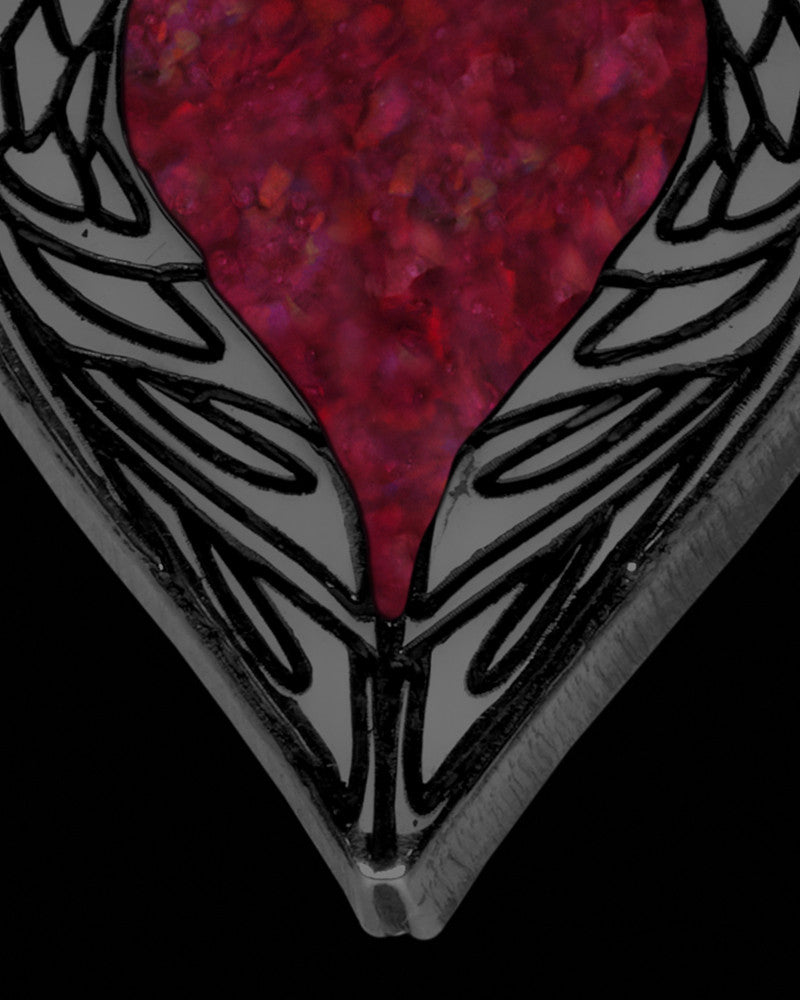Heart In Flight Black Finish with Garnet Pearl Opal Ash Jewelry