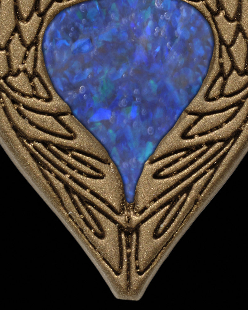 Heart In Flight Bronze Finish with Ocean Tide Opal Ash Jewelry
