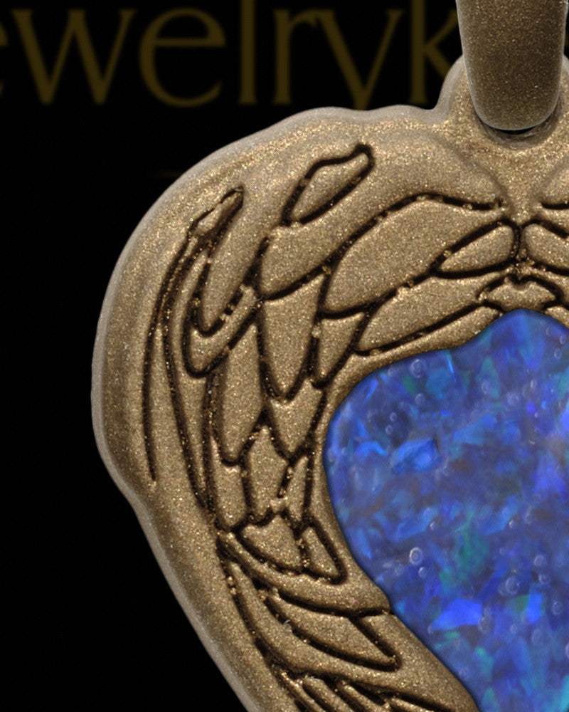 Heart In Flight Bronze Finish with Ocean Tide Opal Ash Jewelry