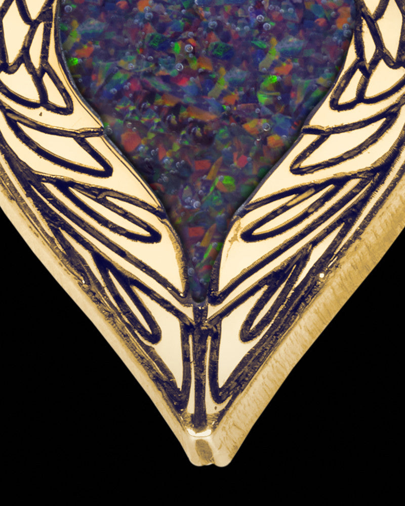 Heart In Flight Gold Plated with Black Blaze Opal Ash Jewelry