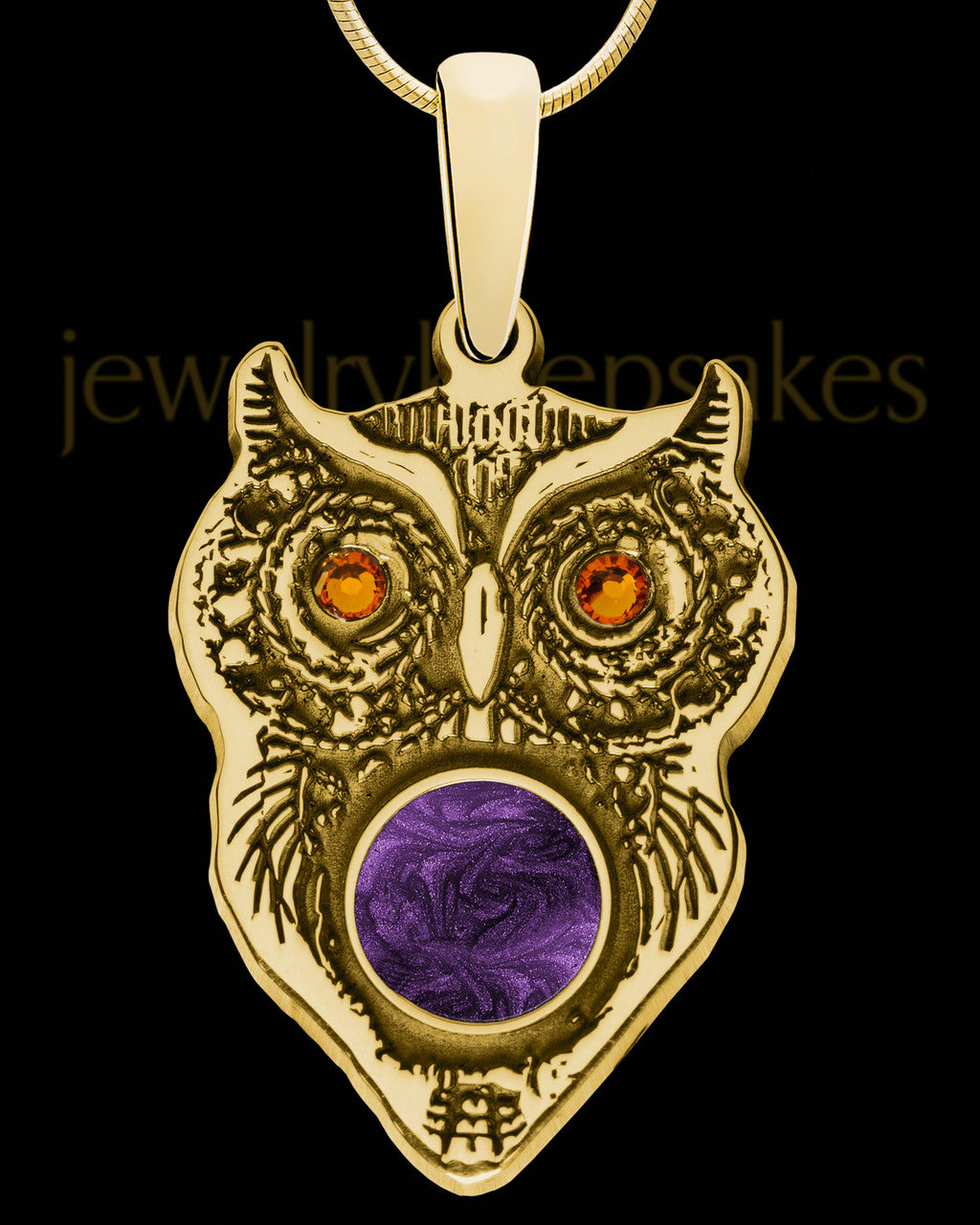 Birthstone Owl Gold Plated with Sangria Ash Jewelry