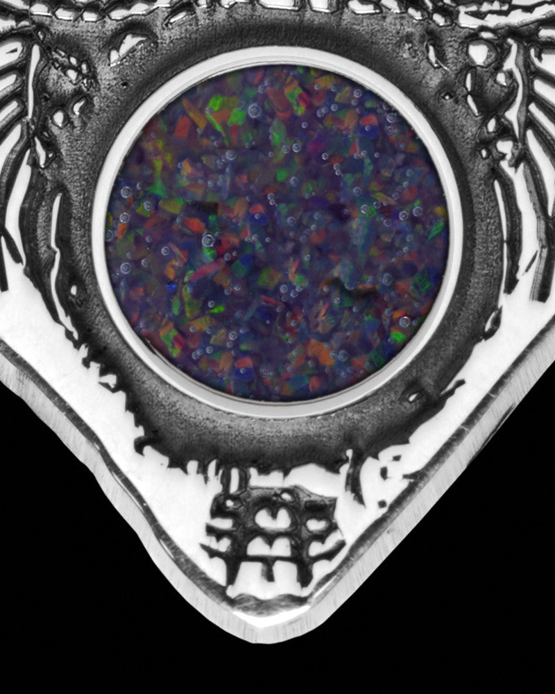Birthstone Owl Silver with Black Blaze Opal Ash Jewelry