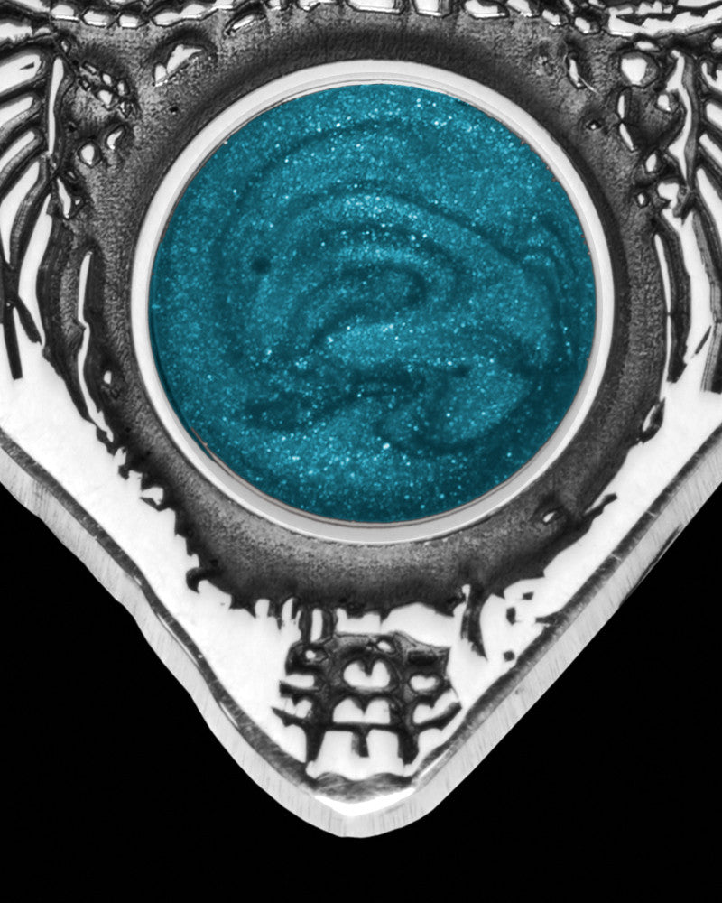Solid 14K White Gold Birthstone Owl with Teal Ash Jewelry