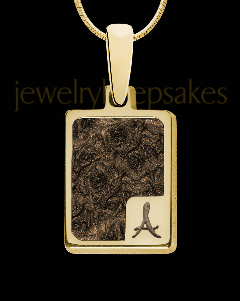 Solid 14K Gold Fortuna Rectangle Ash Jewelry