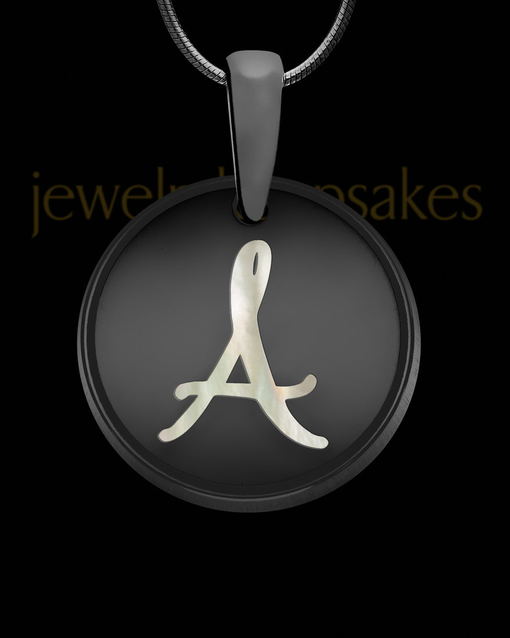 Deep Powder Round Initial Black Finish Ash Jewelry