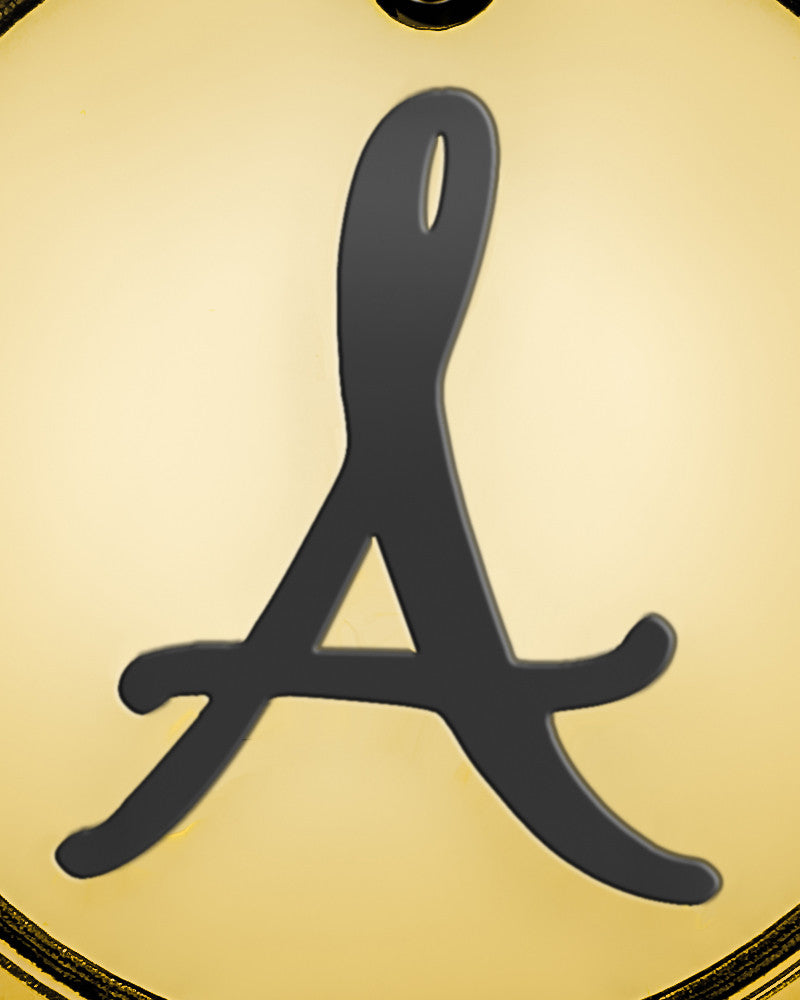 Solid 14K Gold Romano Round Initial Ash Jewelry