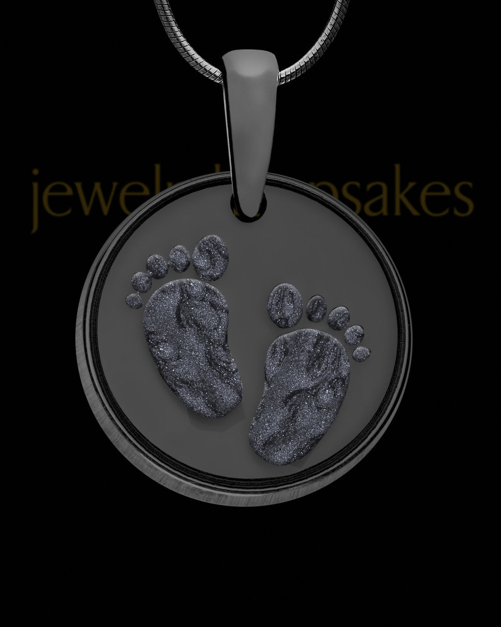Tiny Toes Round Black Finish with Graphite Ash Jewelry