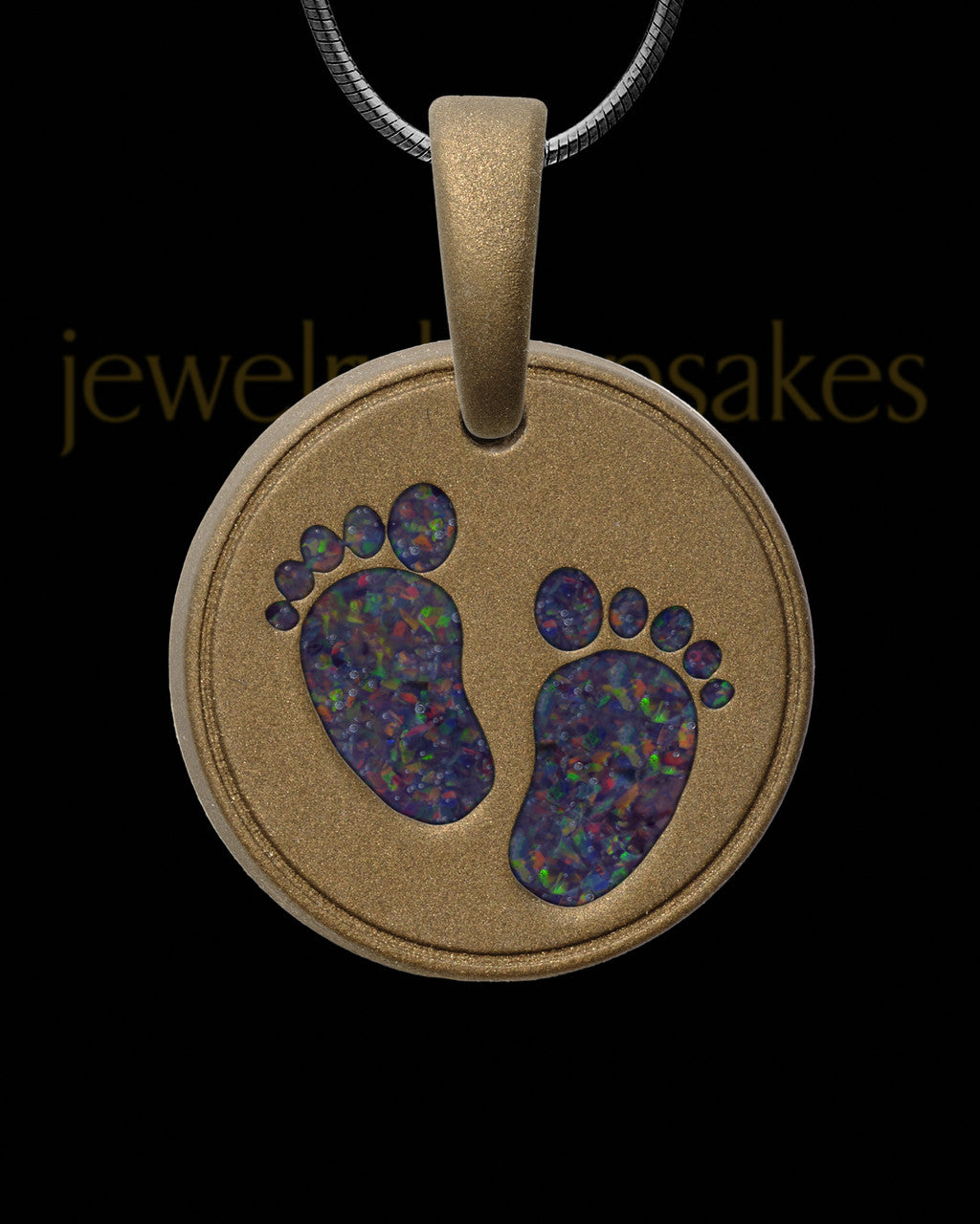 Tiny Toes Round Bronze Finish with Black Blaze Opal Ash Jewelry