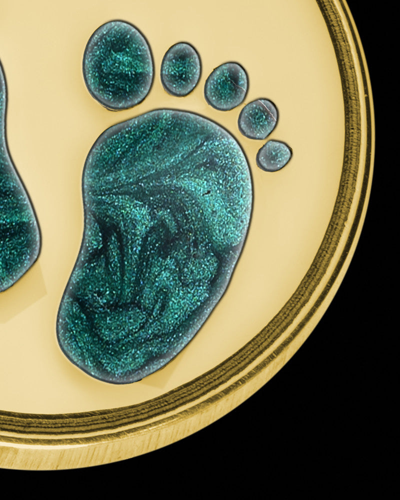 Solid 14K Gold Tiny Toes Round Ash Jewelry