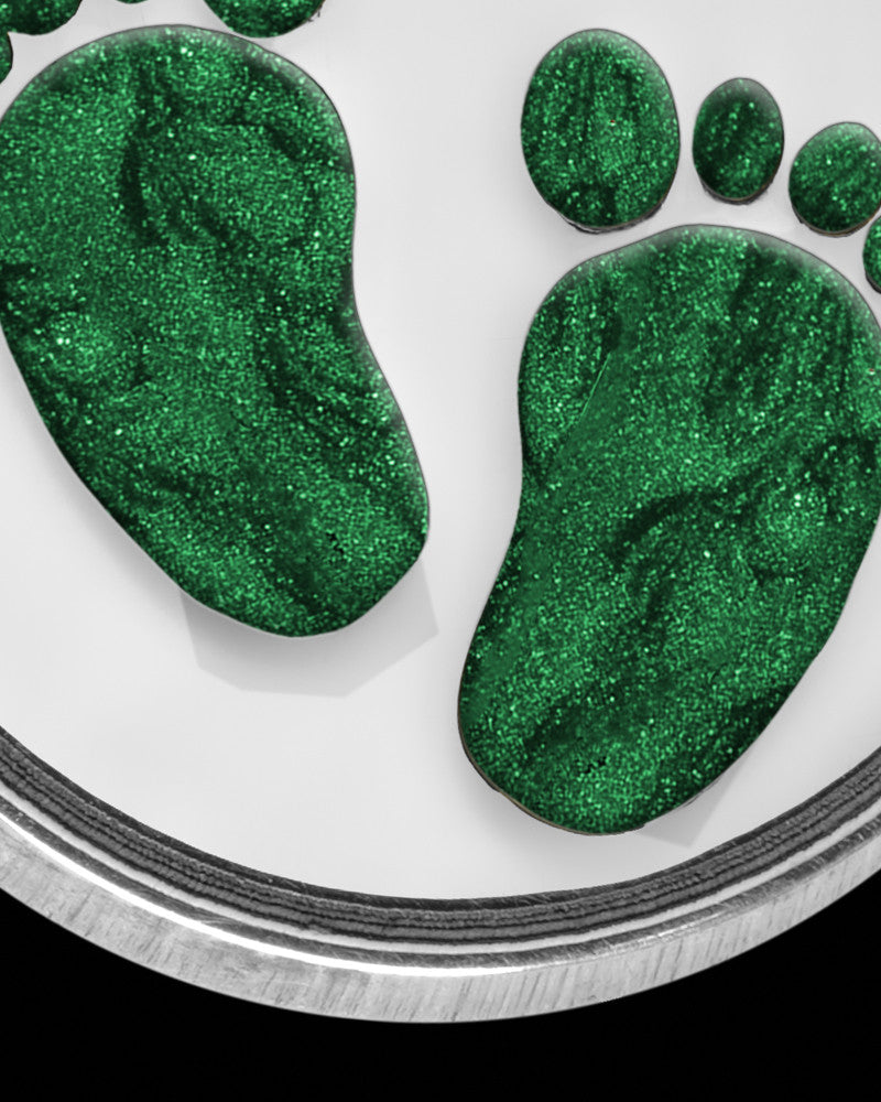 Tiny Toes Round Silver with Olive Ash Jewelry