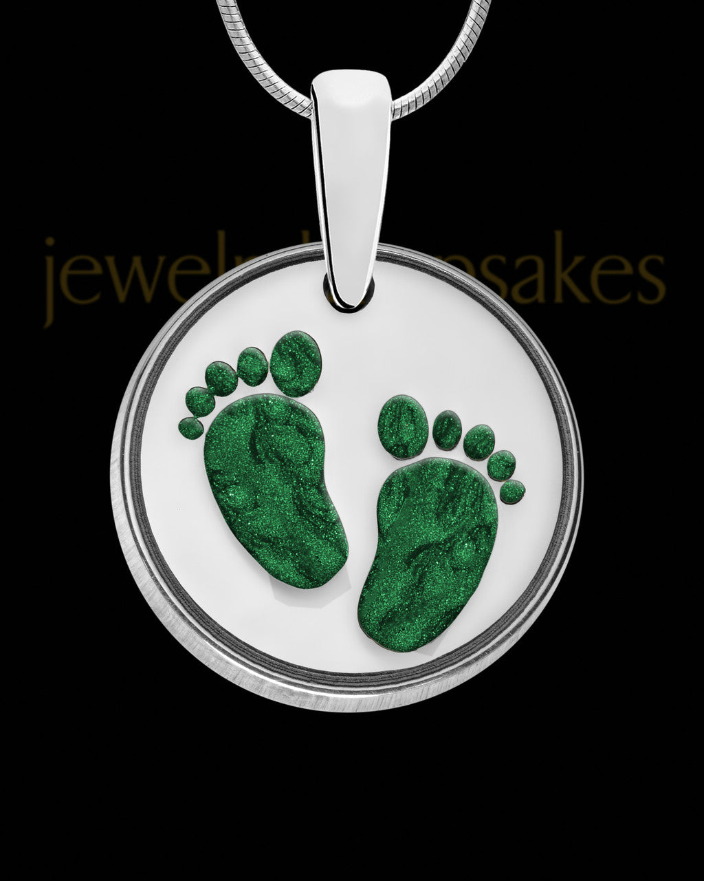 Tiny Toes Round Silver with Olive Ash Jewelry