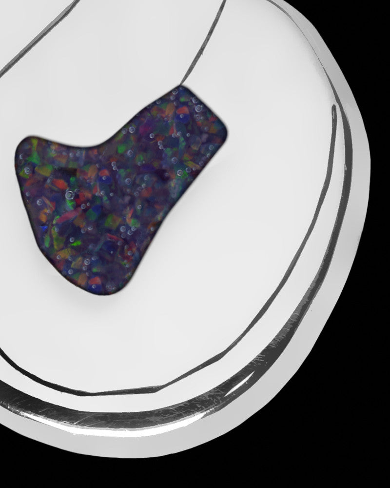 Solid 14K White Gold Together Forever Silver with Black Blaze Opal Ash Jewelry