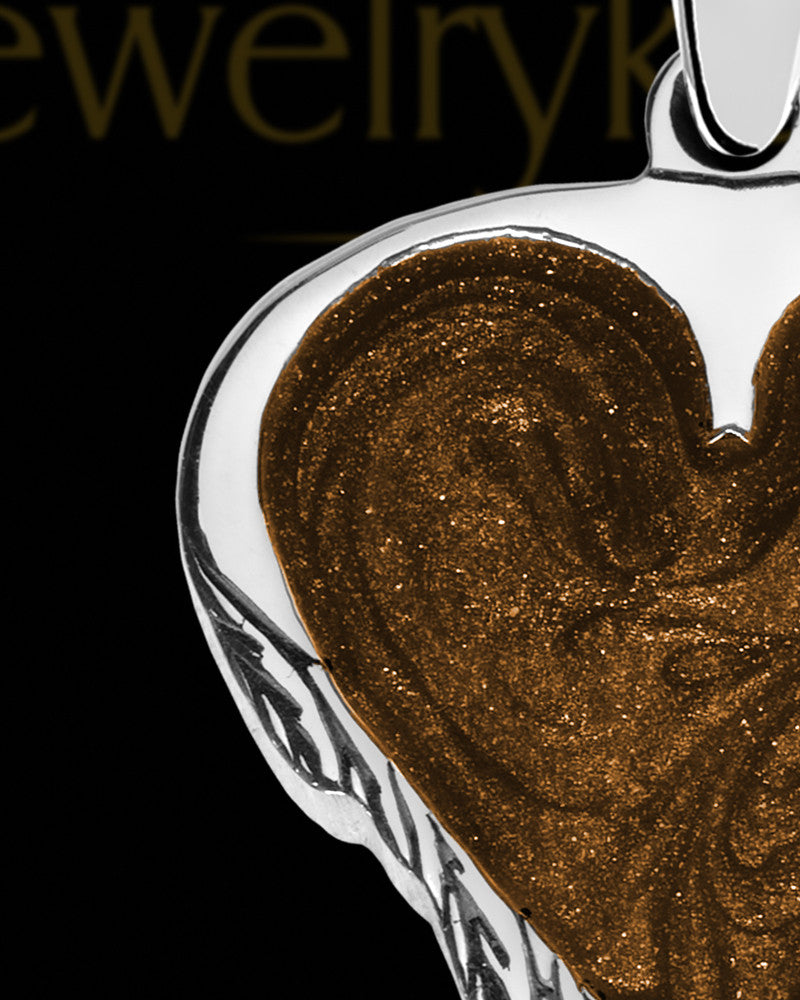 Solid 14K White Gold Oakwood Heart Ash Jewelry