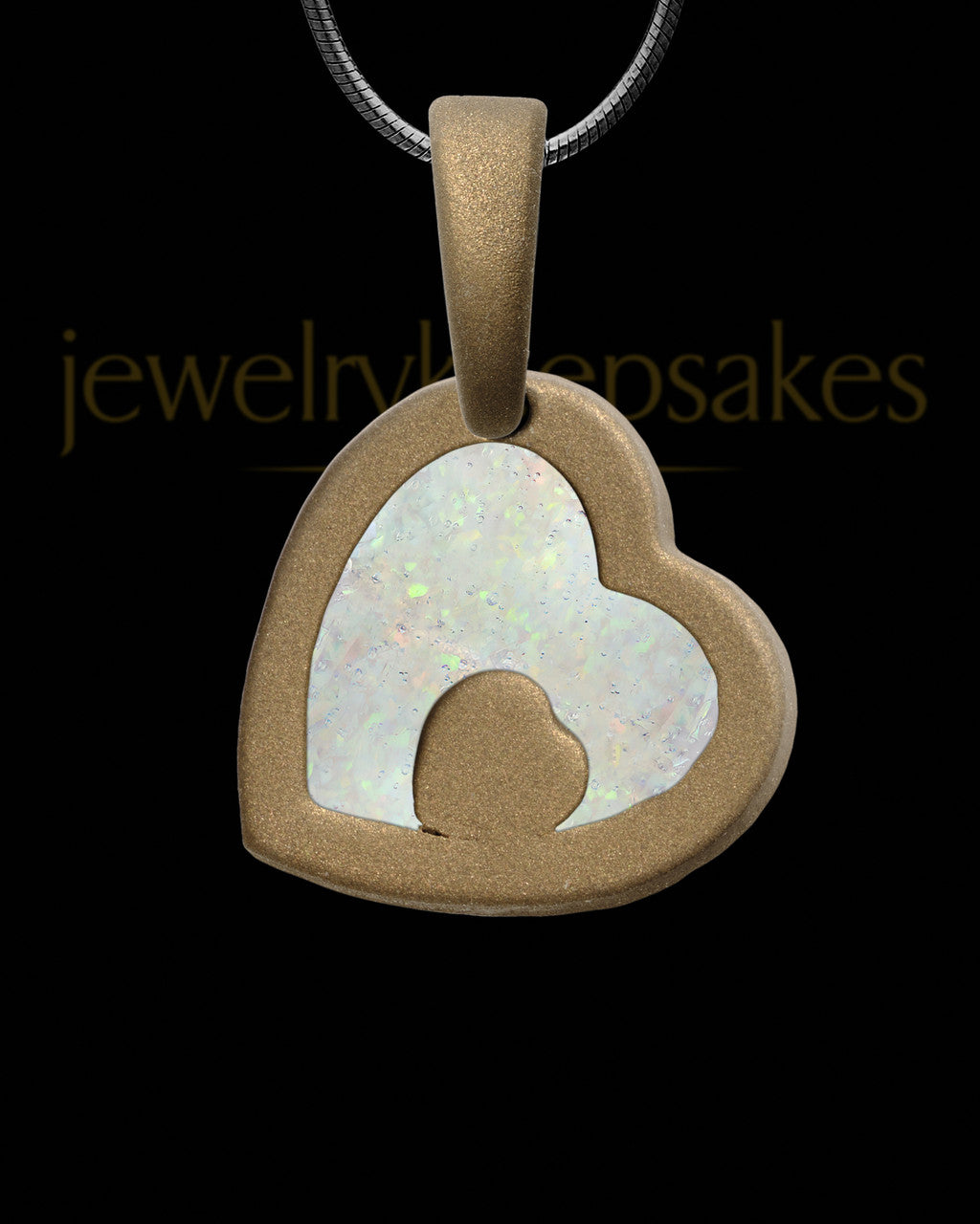 Heart Within Bronze Finish with Crushed Linen Opal Ash Jewelry