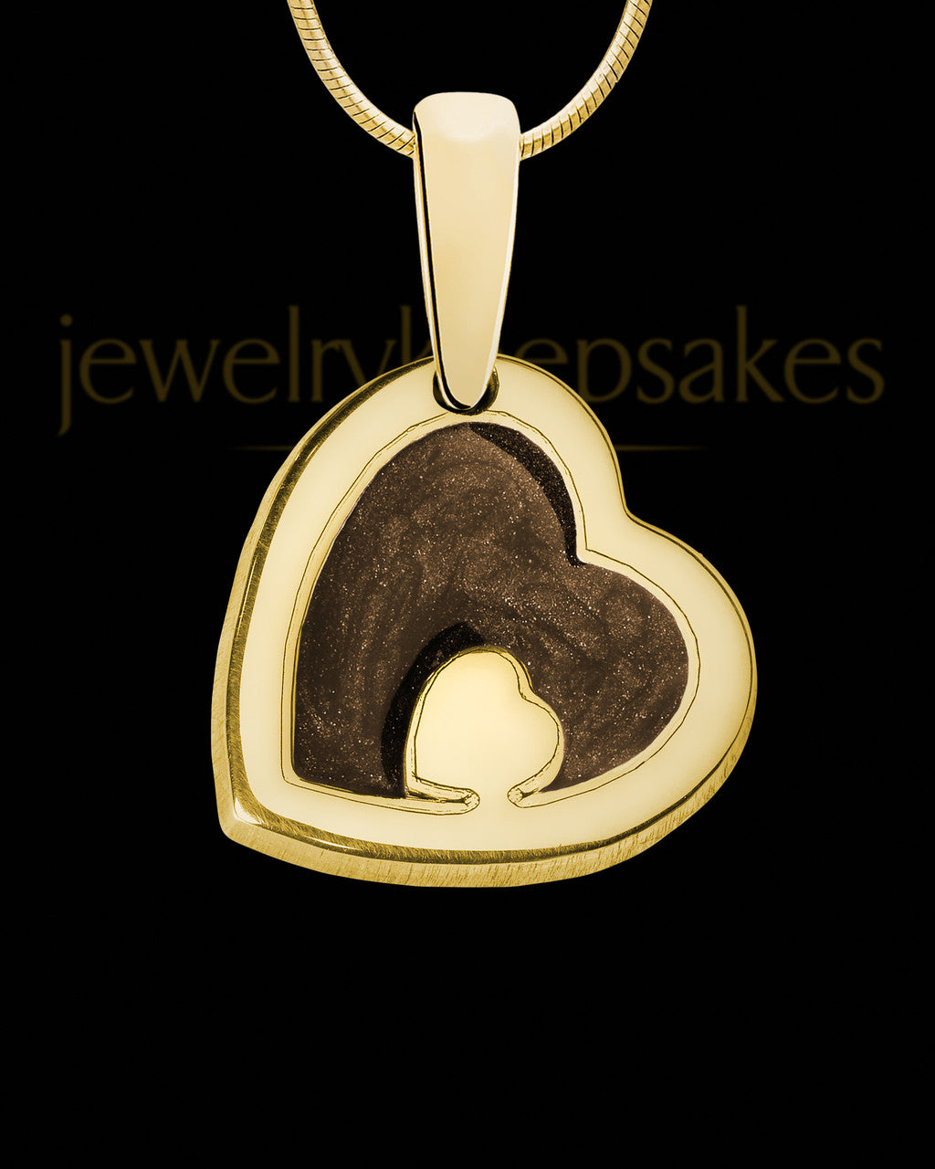 Solid 14K Gold Heart Within with Coffee Ash Jewelry
