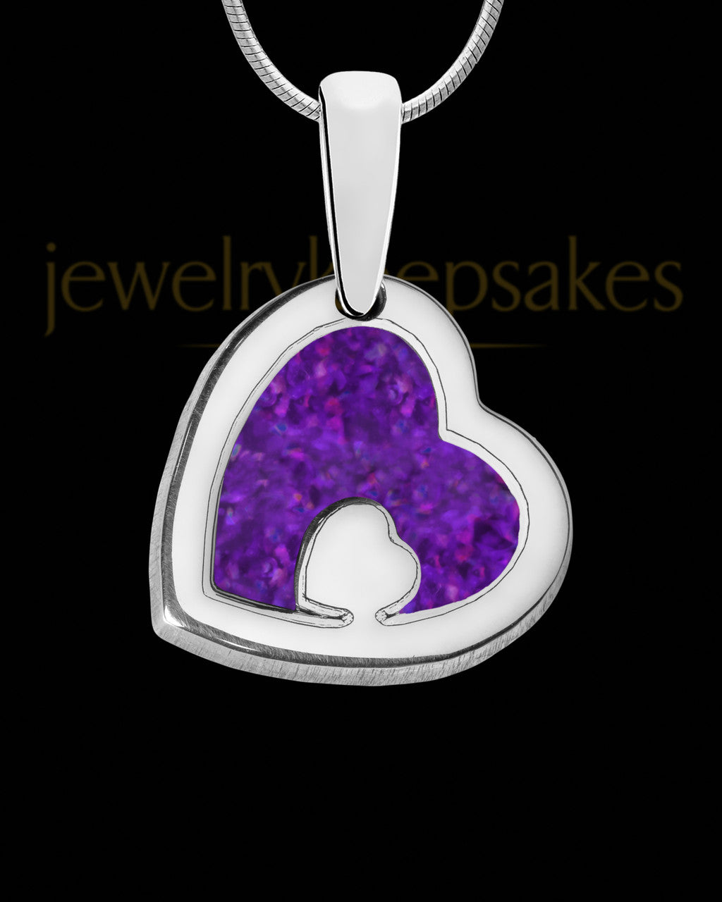 Solid 14K White Gold Heart Within with Orchid Pearl Opal Ash Jewelry