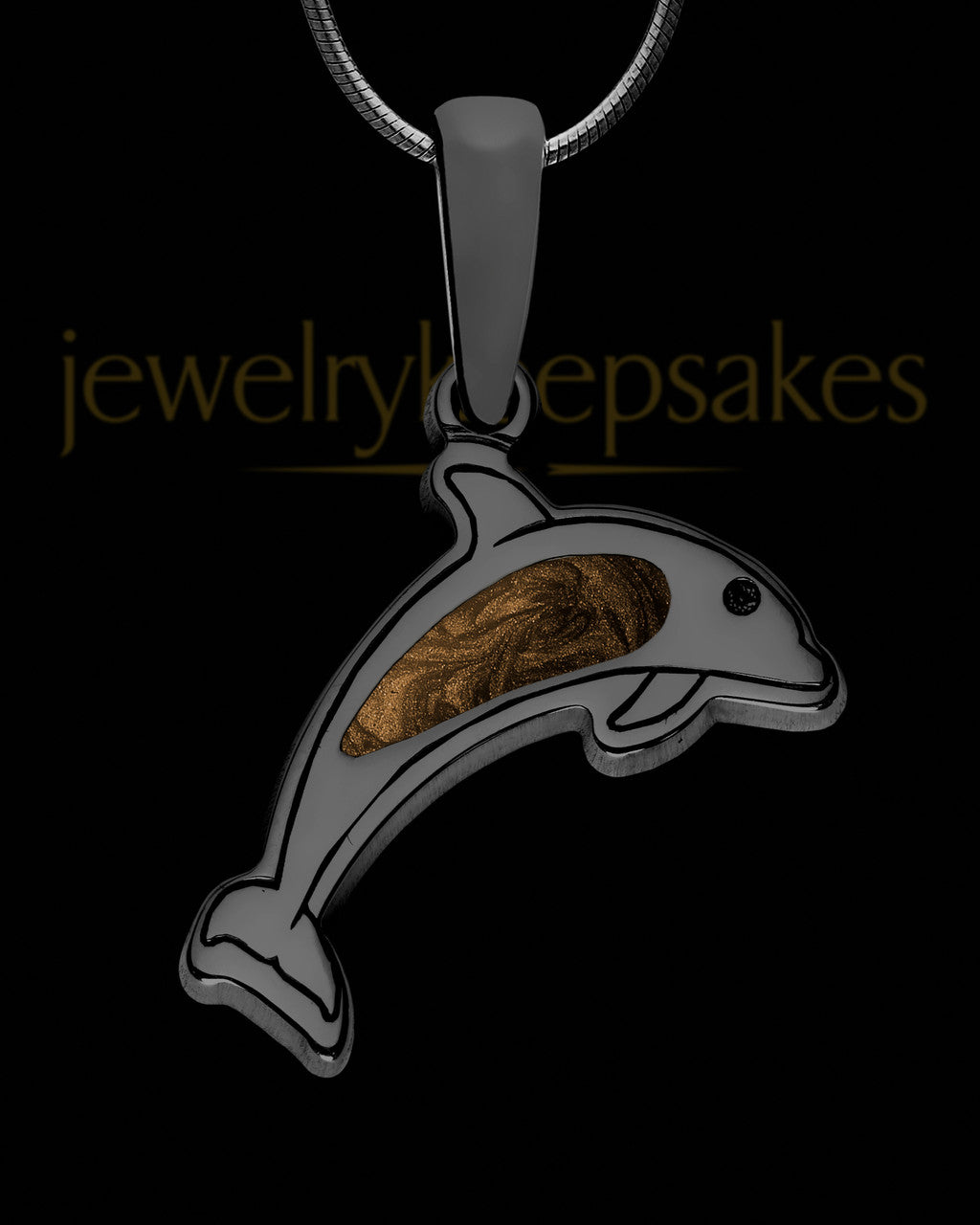 Dainty Dolphin Black Finish with Coffee Ash Jewelry