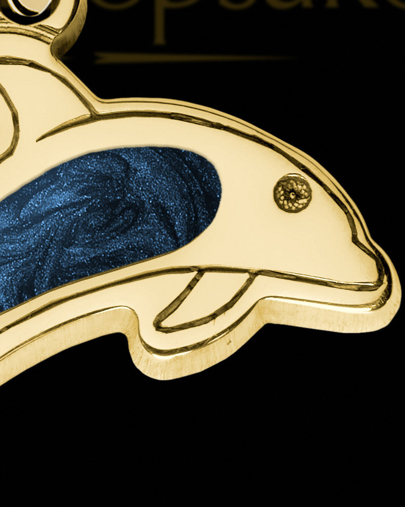 Dainty Dolphin Gold Plated with Indigo Ash Jewelry