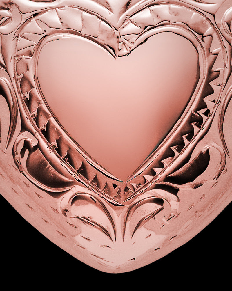 Cremation Remains Jewelry Etched Double 14k Rose Gold Heart