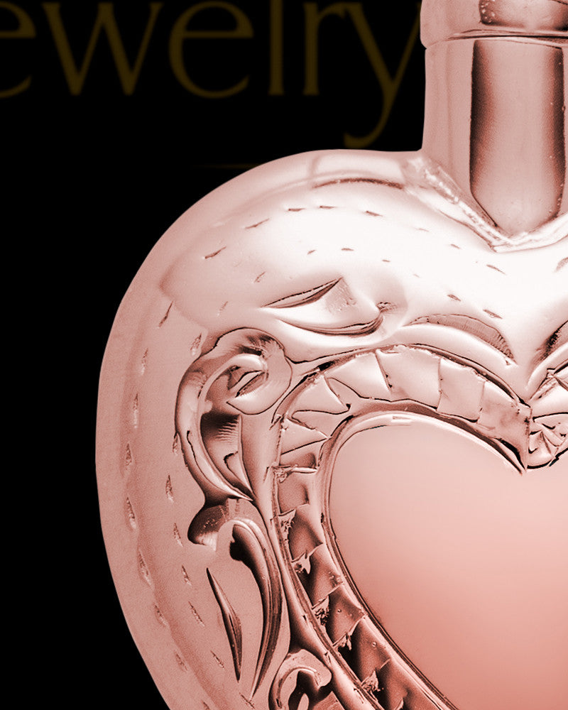 Cremation Remains Jewelry Etched Double 14k Rose Gold Heart