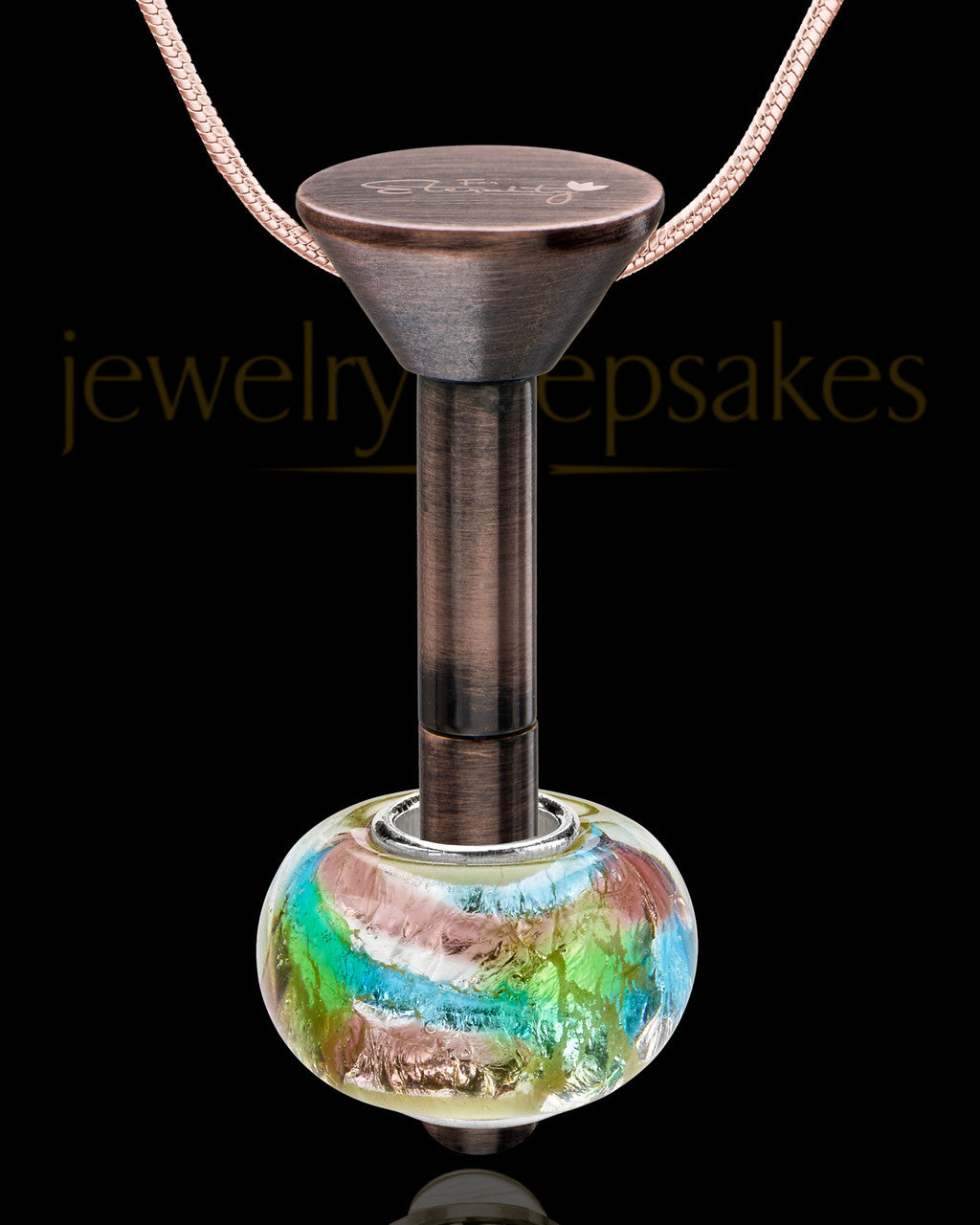 Antique Copper Stainless Millenium Urn Pendant Flowing Waters Charm