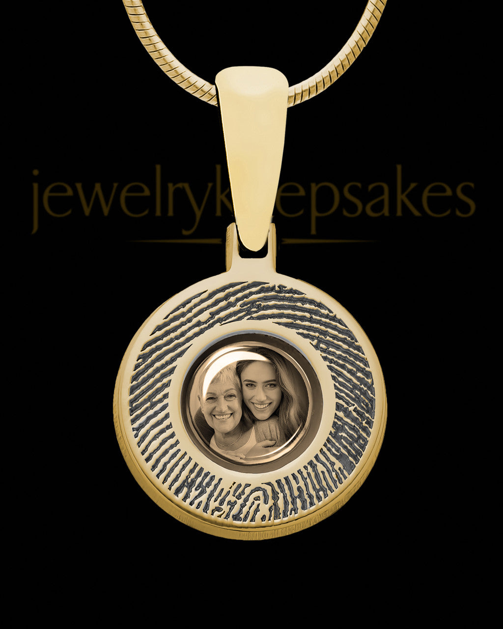 14K Gold Photo Round Thumbprint Pendant