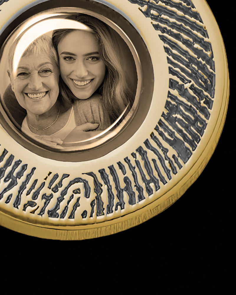 14K Gold Photo Round Thumbprint Pendant